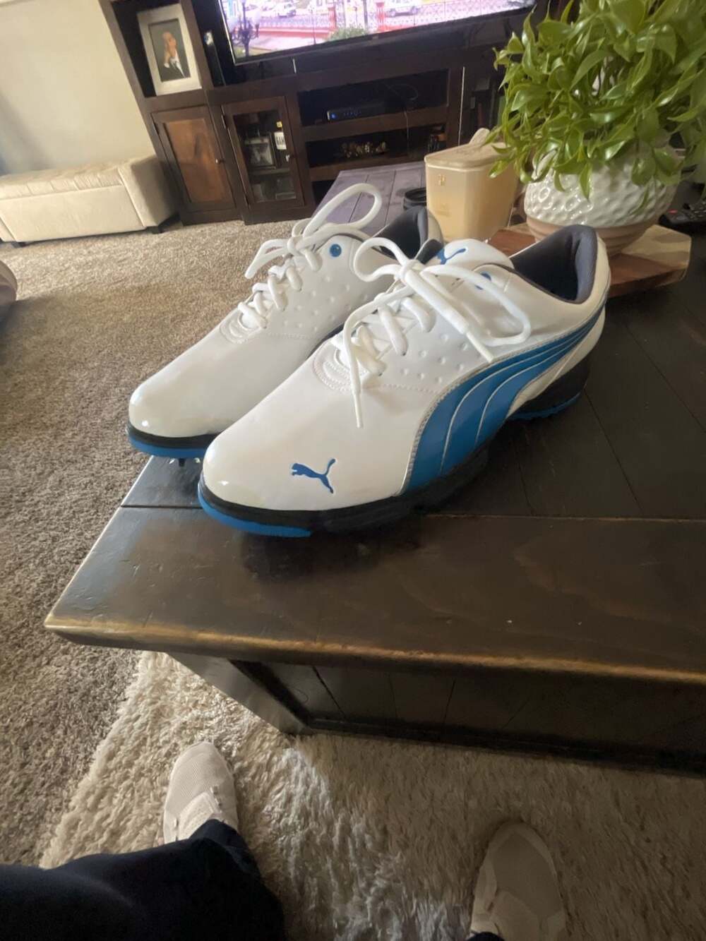 Puma Amp Sport Golf Shoes White Blue Size 11